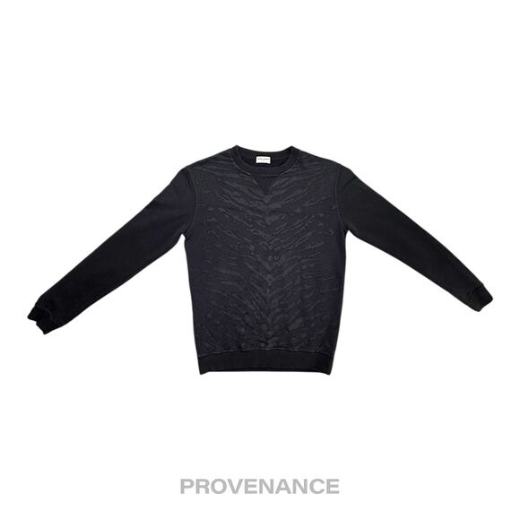 🔴  Saint Laurent Paris SLP Crewneck- Black Tiger Stripe - Picture 1 of 10